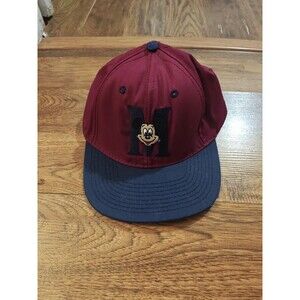Vtg 90s Disney Mickey Mouse Snapback Cap Hat Logo Maroon Made In USA